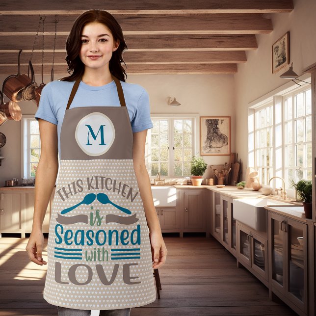 Kitchen is Seasoned with Love Monogram Gift Apron (Creator Uploaded)