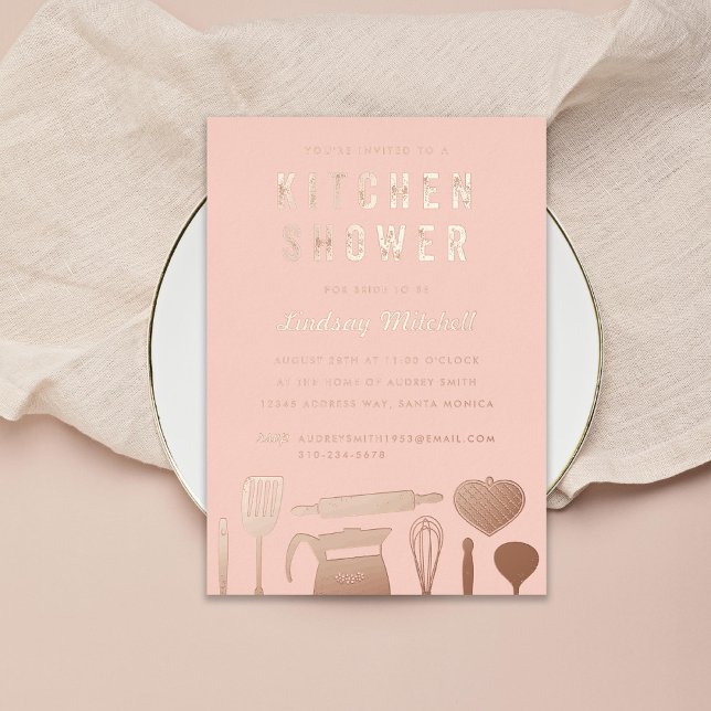 Kitchen Items Bridal Shower Rose Gold Foil Invitation (Creator Uploaded)