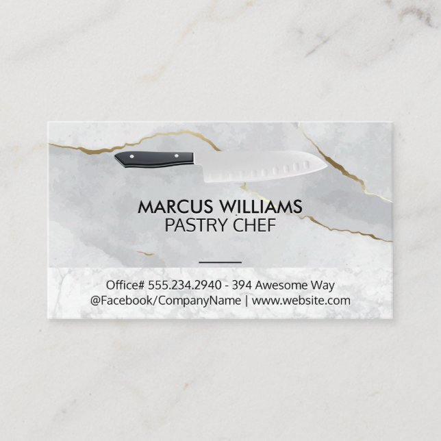 Kitchen Knife | Marble Business Card (Front)