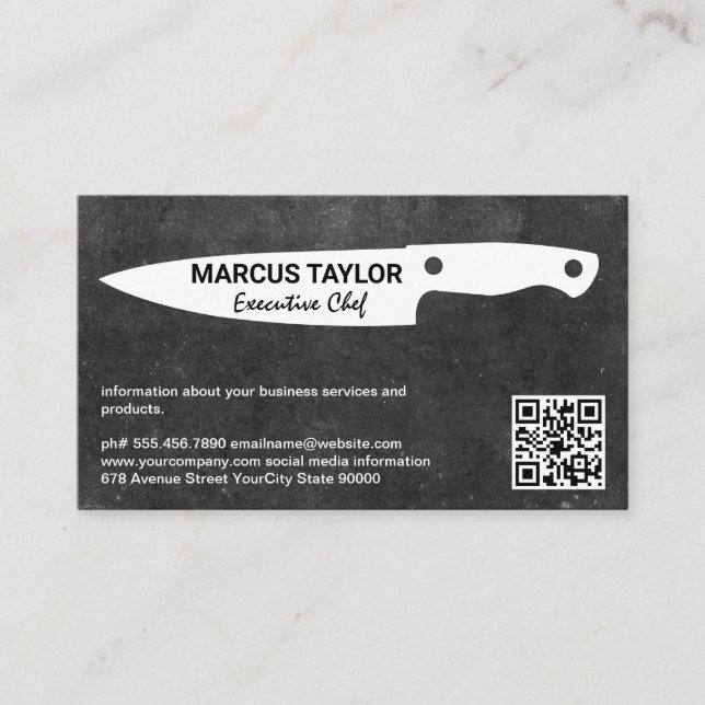 Kitchen Knife | QR Code Business Card Magnet (Front)