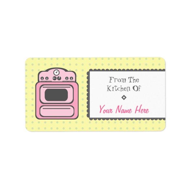 Kitchen Label - Pink Retro Stove (Front)