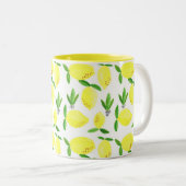 Kitchen Lemon Decor, Watercolor Fruit Decor Two-Tone Coffee Mug (Front Right)
