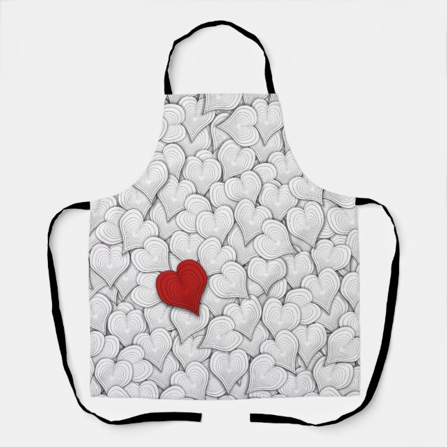 Kitchen Love Onion Hearts Pattern Apron (Front)