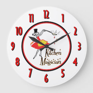 Kitchen Magician Red Numbers Wall Clock