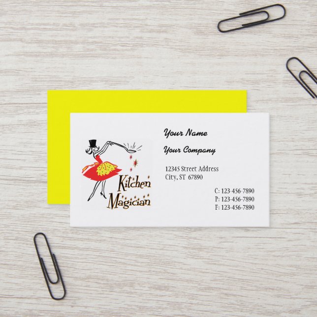 Kitchen Magician Retro Business Card (Front/Back In Situ)