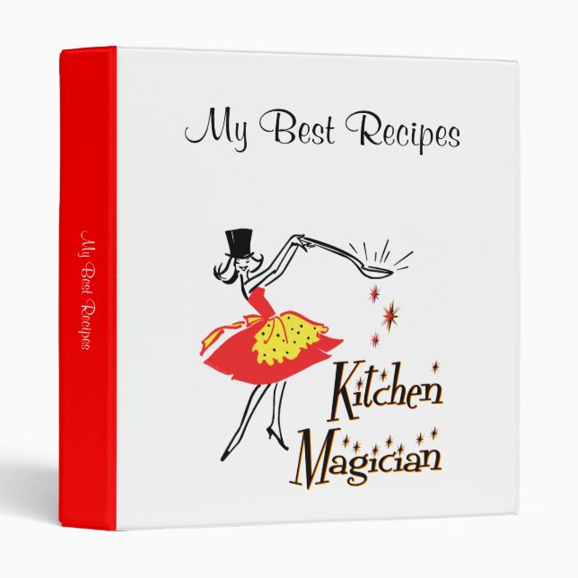 Kitchen Magician Retro Cook Custom Recipe Binder (Front/Spine)