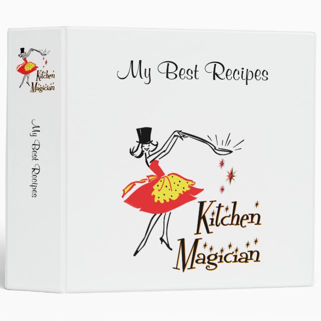 Kitchen Magician Retro Cook Custom Recipe Binder (Front/Spine)