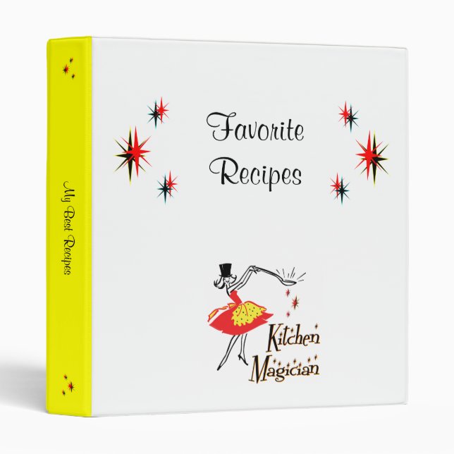 Kitchen Magician Retro Cook Custom Recipe Binder (Front/Spine)