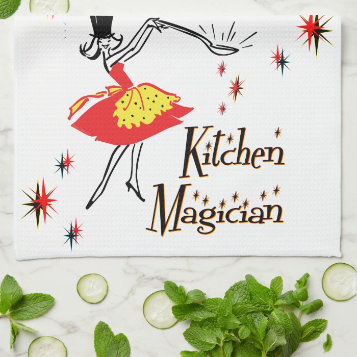 Kitchen Magician Retro Cooking Art Hand Towels