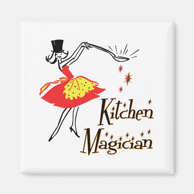 Kitchen Magician Retro Cooking Art Magnet (Front)