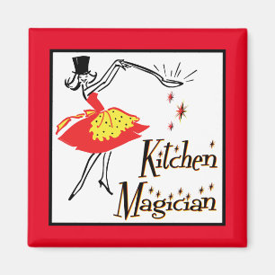 Kitchen Magician Retro Cooking Art Magnet