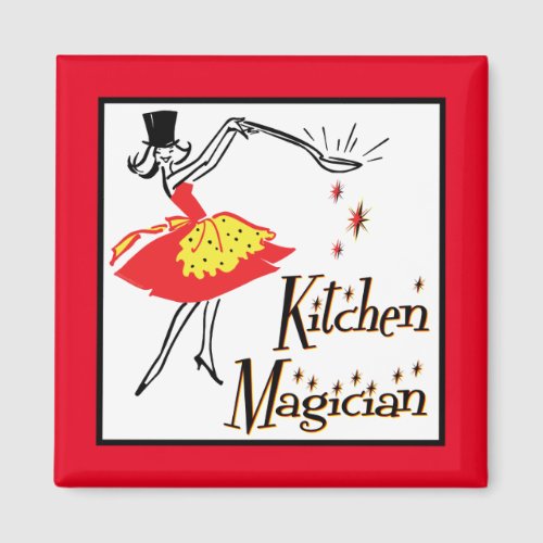 Kitchen Magician Retro Cooking Art Magnet