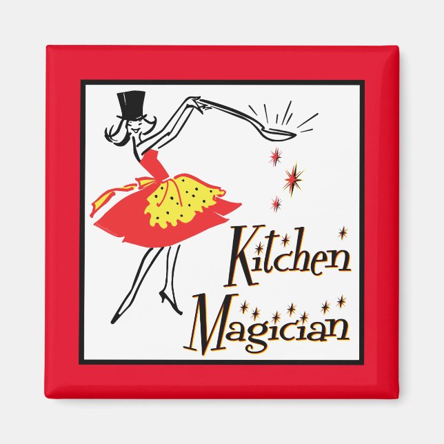Kitchen Magician Retro Cooking Art Magnet (Front)