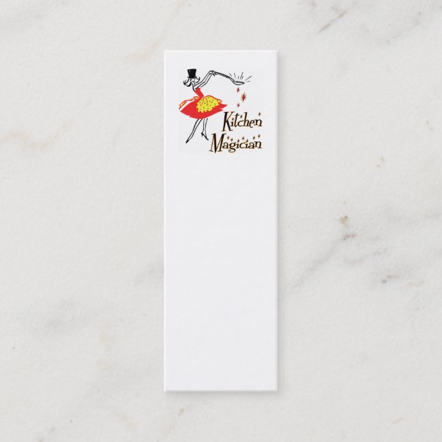 Kitchen Magician Retro Mini Bookmark Business Card (Front)