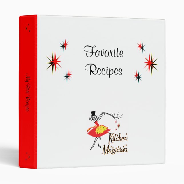 Kitchen Magician Retro Red Custom Recipe Binder (Front/Spine)