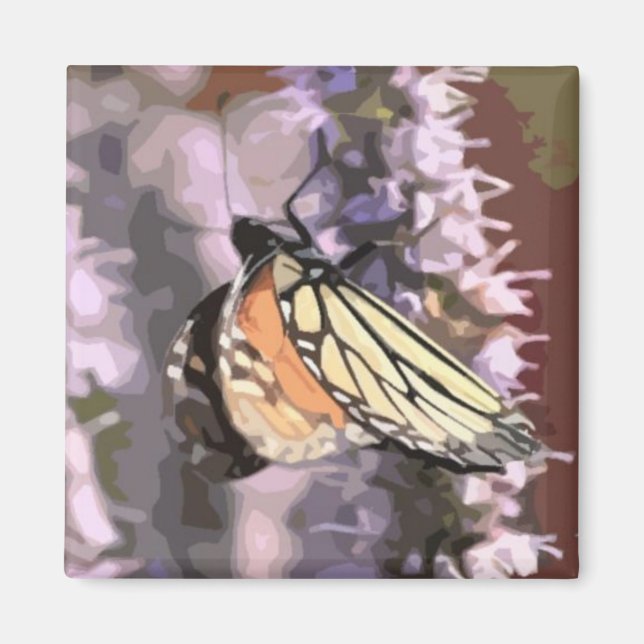 Kitchen magnet with butterfly on hyssop flower (Front)