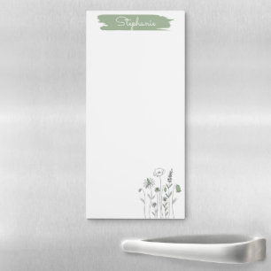 Kitchen Magnetic Notepad - Minimalist Wildflowers