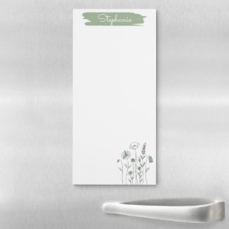 Kitchen Magnetic Notepad - Minimalist Wildflowers