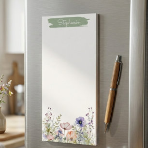 Kitchen Magnetic Notepad - Minimalist Wildflowers