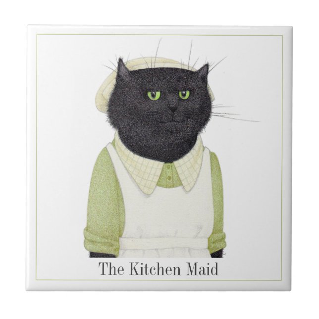 KITCHEN MAID CAT 4.25" Square Ceramic Tile + Text (Front)