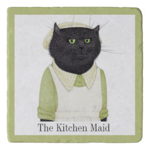 KITCHEN MAID CAT Marble Stone Trivet + Text