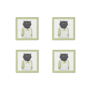 KITCHEN MAID CAT Primed Marble Magnets + Text