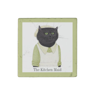 KITCHEN MAID CAT Primed Marble Stone Magnet + Text