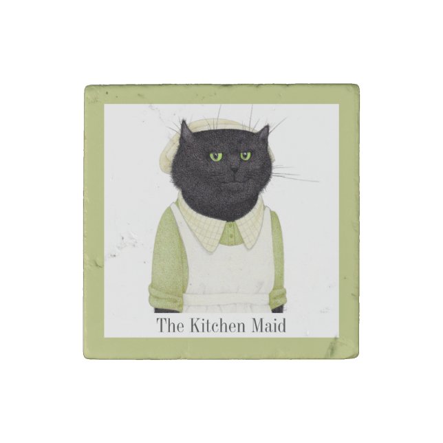 KITCHEN MAID CAT Primed Marble Stone Magnet + Text (Front)
