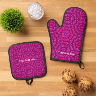 Kitchen Make-Over Abstract Liquid Mandala Pattern Oven Mitt & Pot Holder Set