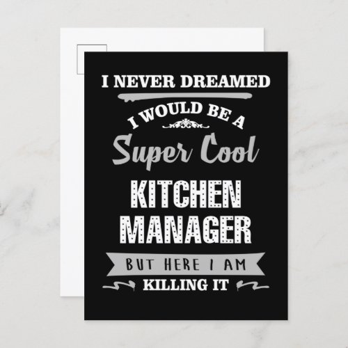 Kitchen Manager Super Cool Killing it Postcard