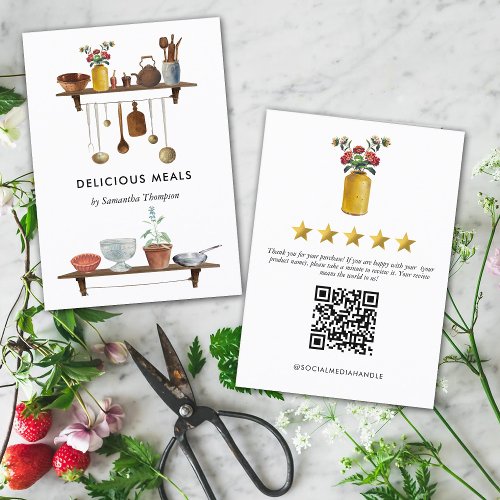 Kitchen Meal Chef Catering Review Request QR Code Business Card