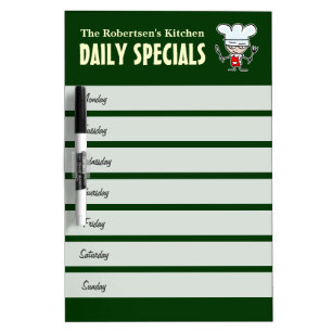 Kitchen meal planning calendar dry erase board