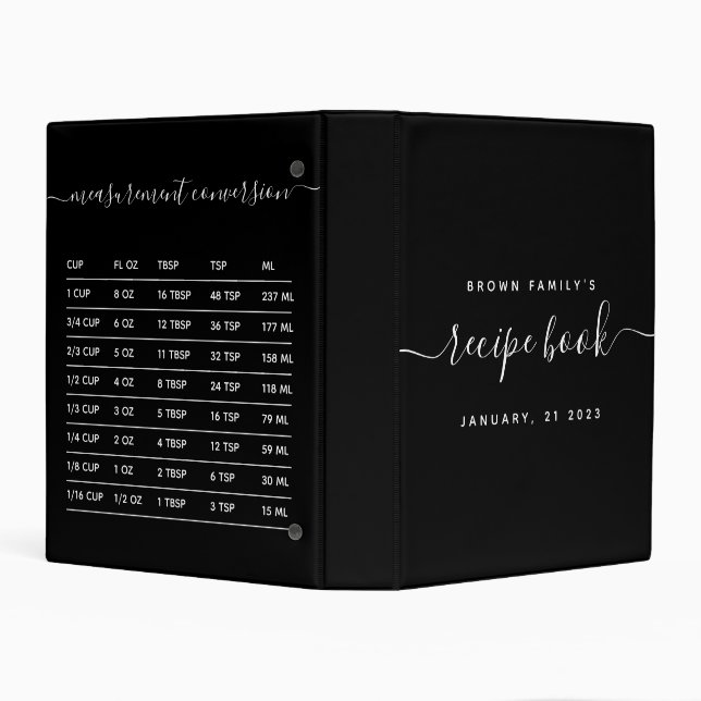 Kitchen Measurement Cooking Recipes Mini Binder (Background)