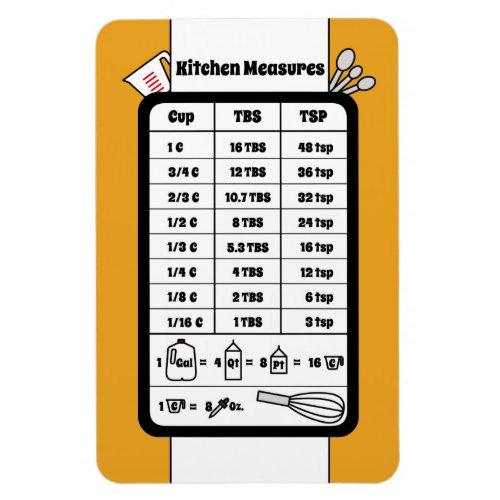 Kitchen Measurement Helper in Marigold Magnet