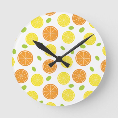Kitchen Mediterranean Fruit Orange and Lemon Slice Round Clock