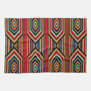 Kitchen Mexican Red Teal Blue Orange Black Inca Towel