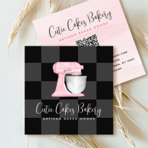 Kitchen Mixer Blush Pink QR Code Black Checkered