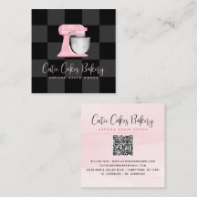 Kitchen Mixer Blush Pink QR Code Black Checkered