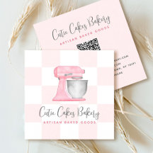 Kitchen Mixer Blush Pink QR Code Checkered Bakery