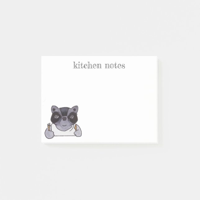 Kitchen Notes Cute Cartoon Raccoon (Front)