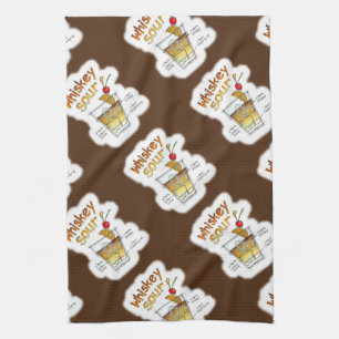 KITCHEN or BAR TOWELS, WHISKEY SOUR RECIPE ART Towel