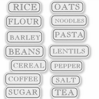 Kitchen Pantry Cupboard Produce Food Labels