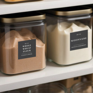 Kitchen Pantry Food Storage Black Minimalist Label