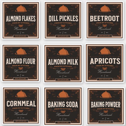 Kitchen Pantry Label Set 1 Vintage Dark Paper