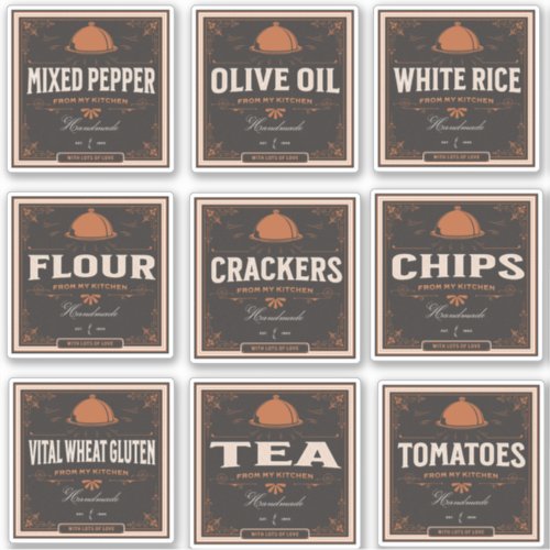 Kitchen Pantry Label Set 2 Vintage Dark Paper