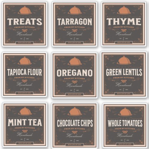 Kitchen Pantry Label Set 3 Vintage Dark Paper