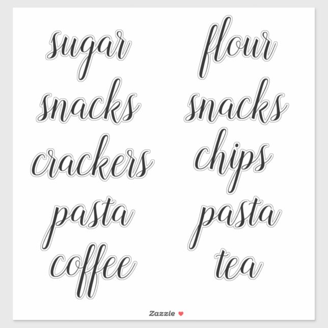 Kitchen Pantry Organization Script Label Sticker (Sheet)