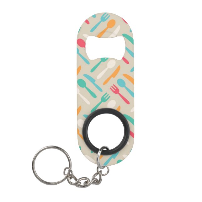 Kitchen pattern 3 keychain bottle opener (Front)