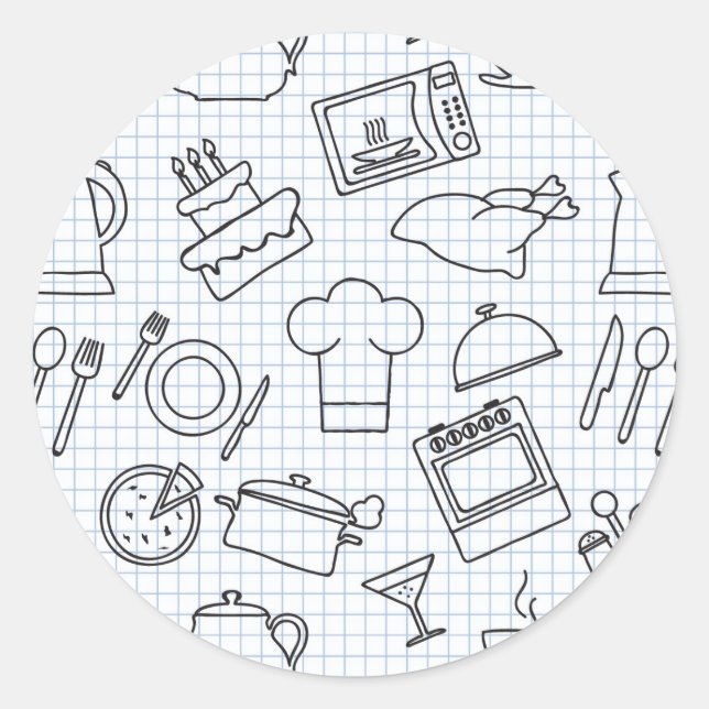 Kitchen Pattern 4 Classic Round Sticker (Front)