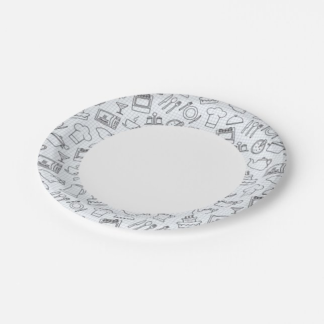 Kitchen Pattern 4 Paper Plates (Angled)